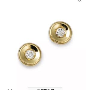 BRAND NEW ROBERTO COIN 18K Yellow Gold Tiny Treasures Diamond Round Earrings